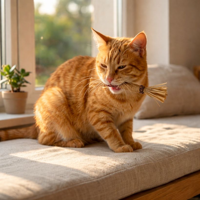 Le bâton naturel qui occupe ton chat, nettoie ses dents et le rend plus